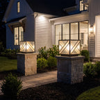 Black Outdoor Pillar Lights Modern Square Copper Waterproof Light