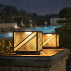 Black Outdoor Pillar Lights Modern Square Copper Waterproof Light