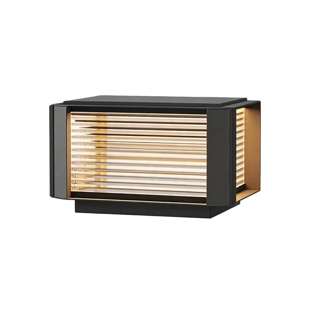 Modern Pillar Lights Layered Ribbed Glass Outdoor Light