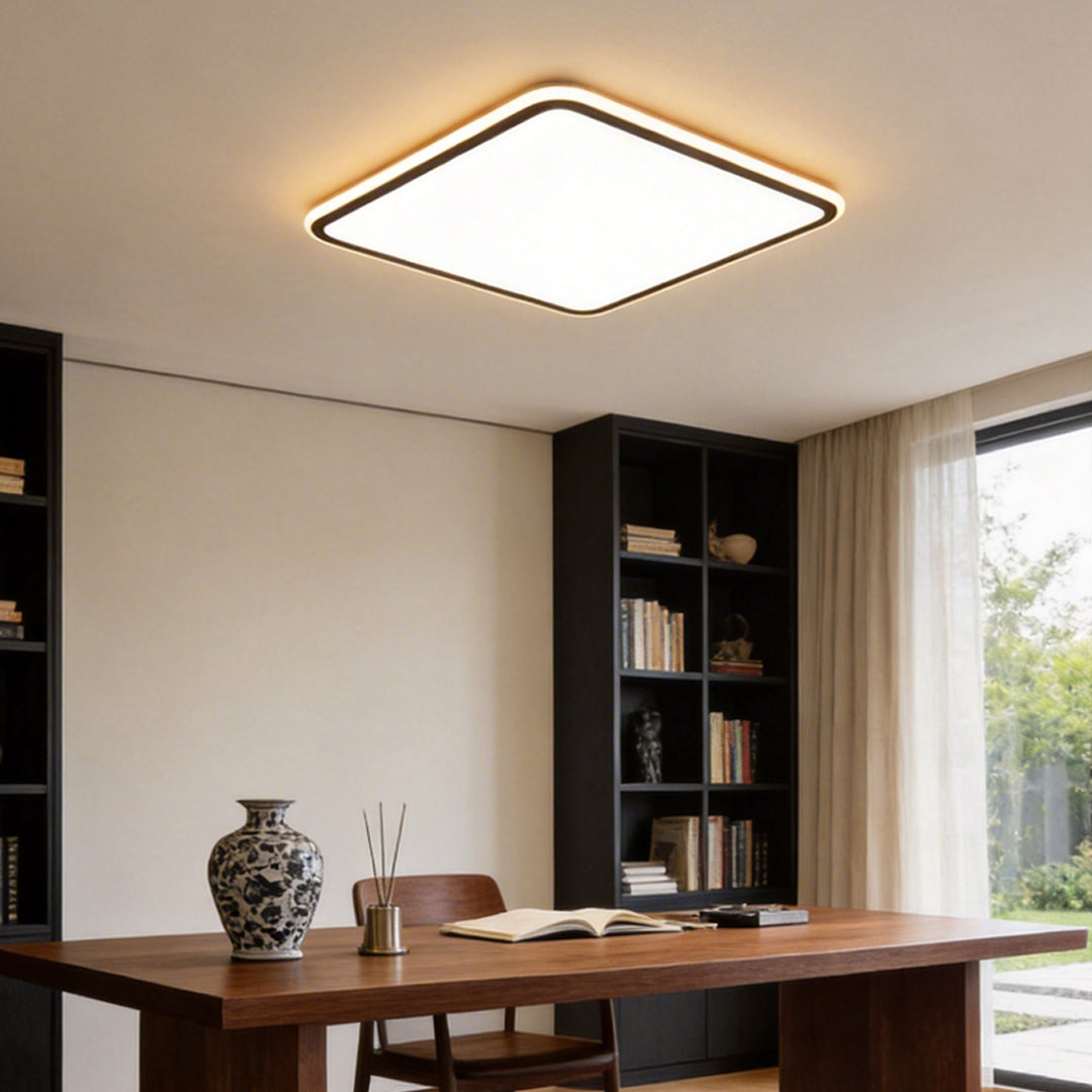 Modern Square LED Ceiling Light Minimalist Black-Framed Light