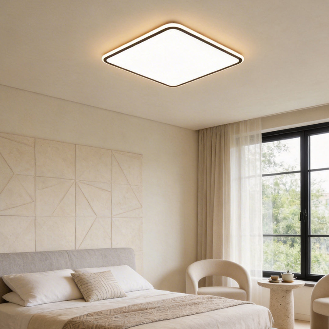 Modern Square LED Ceiling Light Minimalist Black-Framed Light