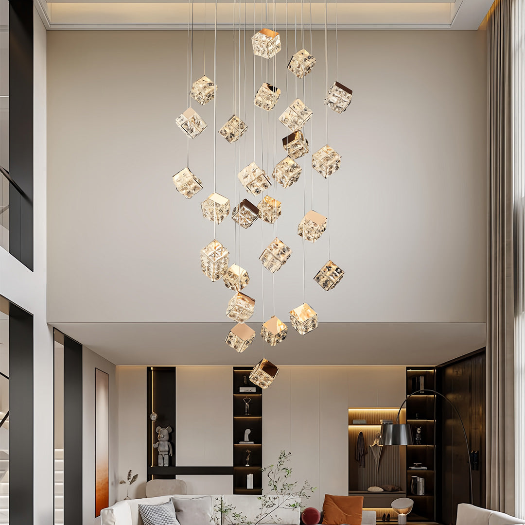 Magic Cube Crystal Staircase Chandelier