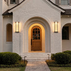 Modern Vertical Wall Sconce Ribbed Glass Outdoor Light