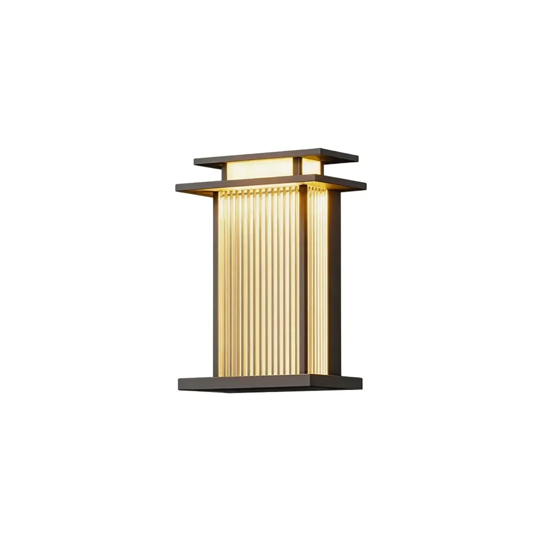 Modern Vertical Wall Sconce Ribbed Glass Outdoor Light