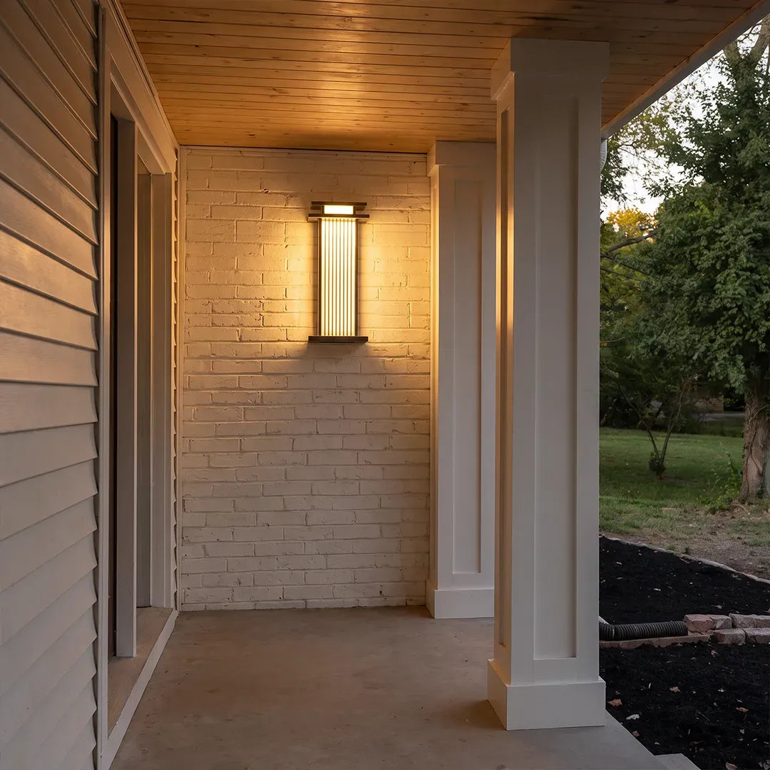 Modern Vertical Wall Sconce Ribbed Glass Outdoor Light
