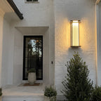 Modern Vertical Wall Sconce Ribbed Glass Outdoor Light