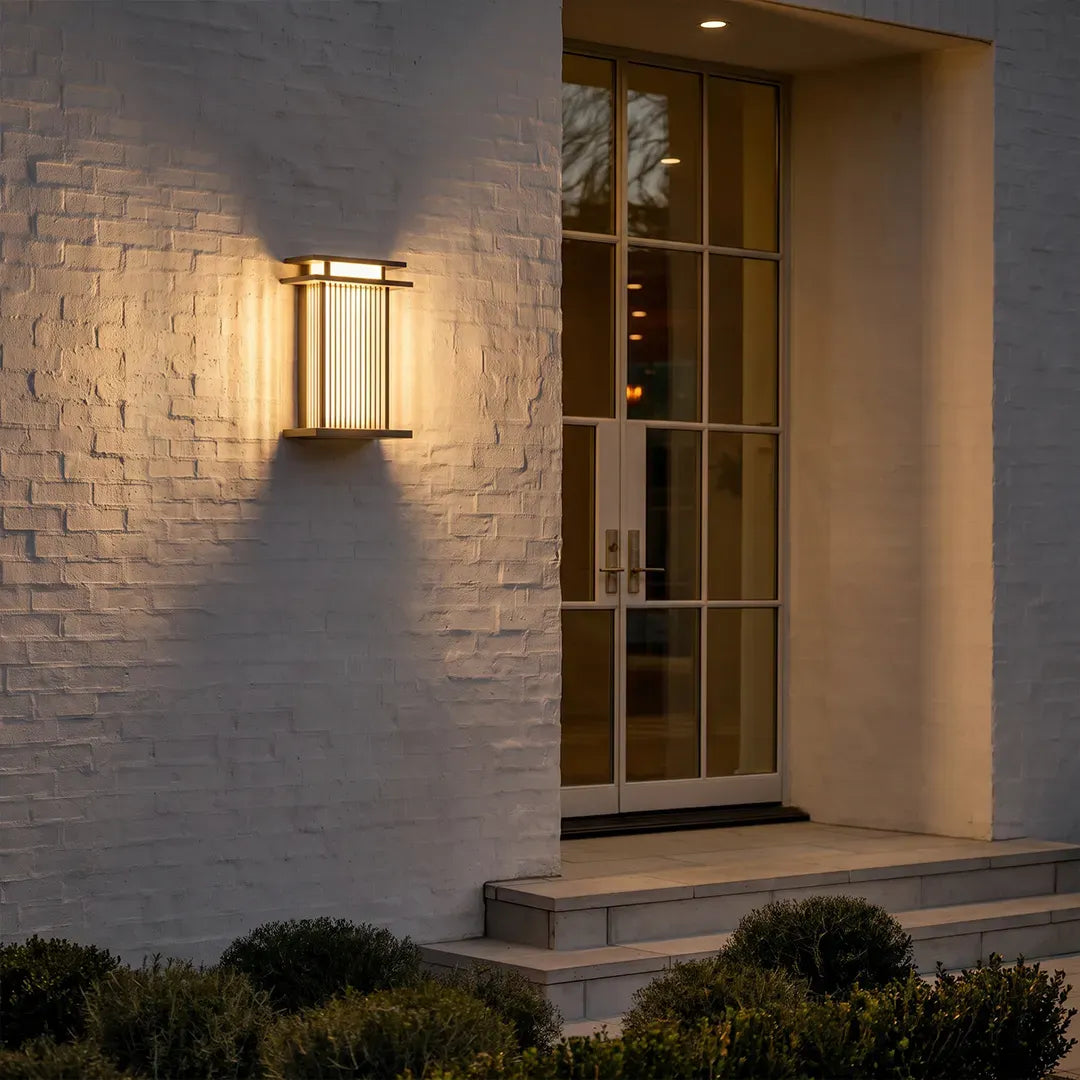 Modern Vertical Wall Sconce Ribbed Glass Outdoor Light