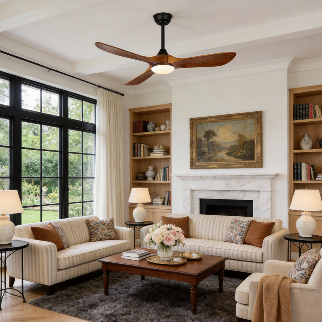 Modern Wood Ceiling Fan with Light Vintage Solid Wood Quiet Fan