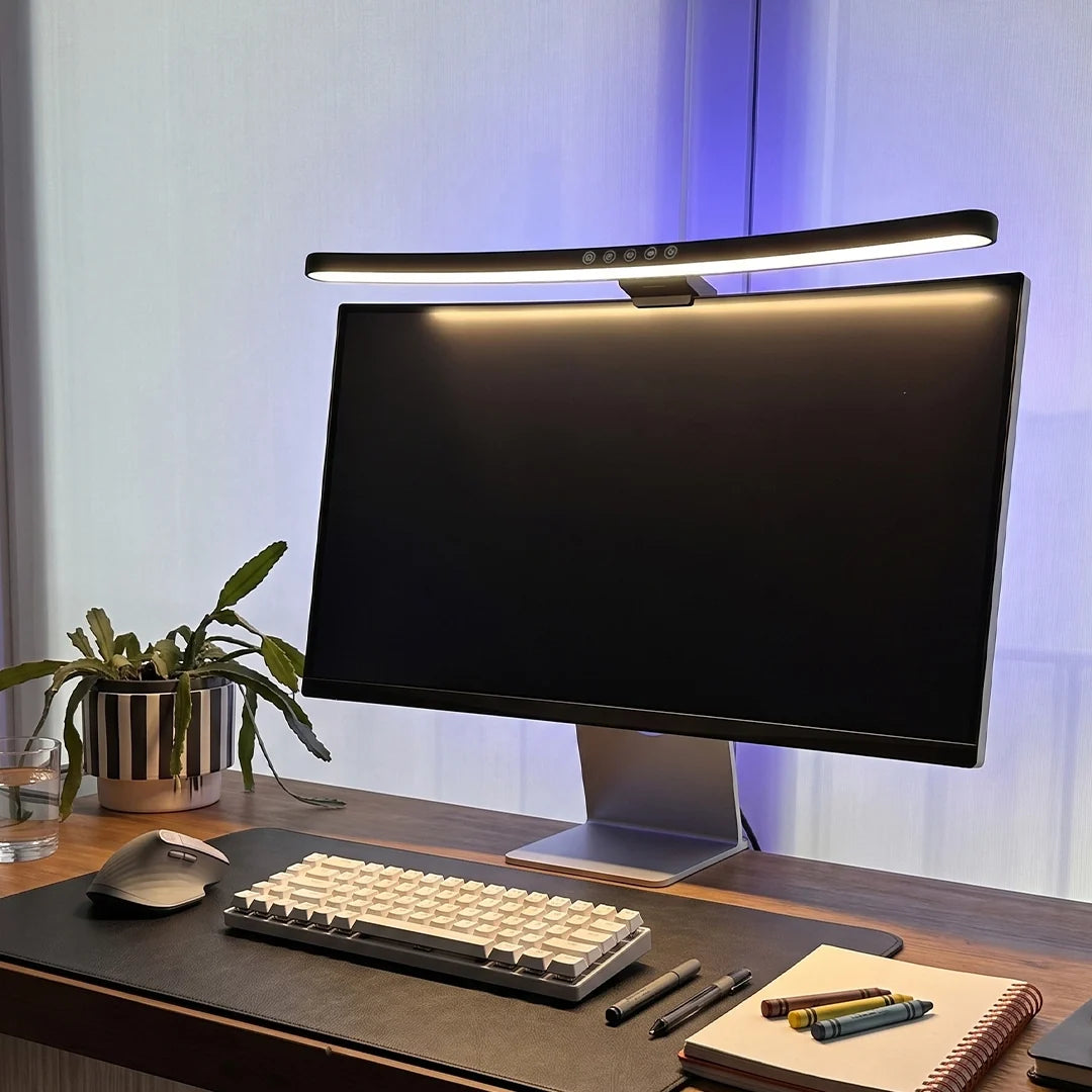 Black Modern Table Lamp Extended Curved Monitor Eye-Care LED Lamp