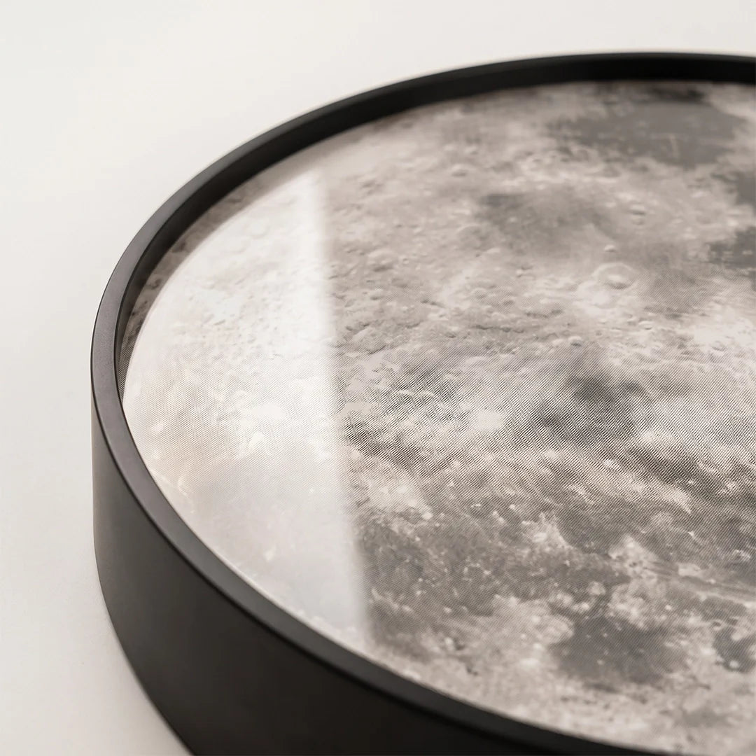 Moon Ceiling Light Black Circular LED Modern Light