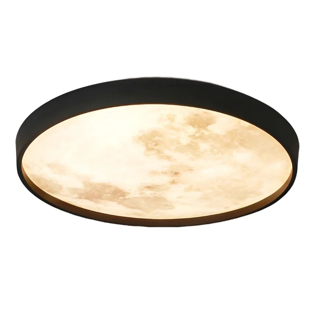 Moon Ceiling Light Black Circular LED Modern Light