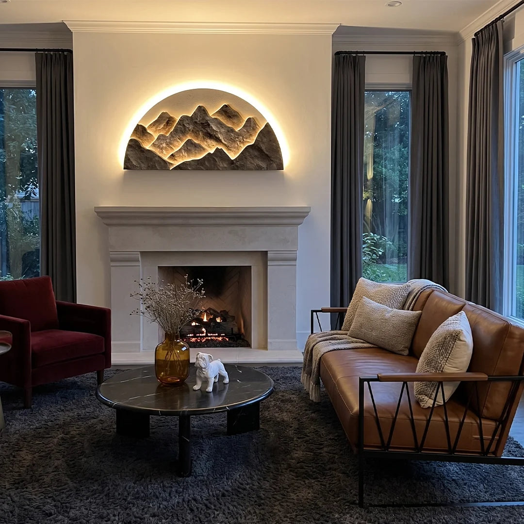 Mountain LED Wall Light Half‑circle Landscape LED Art Panel Lamp