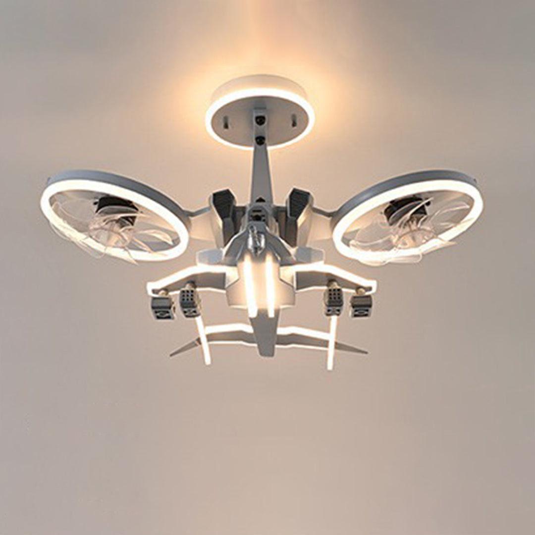 Kids Ceiling Fan With Light Fighter Jet Shaped Full Spectrum Fan Light