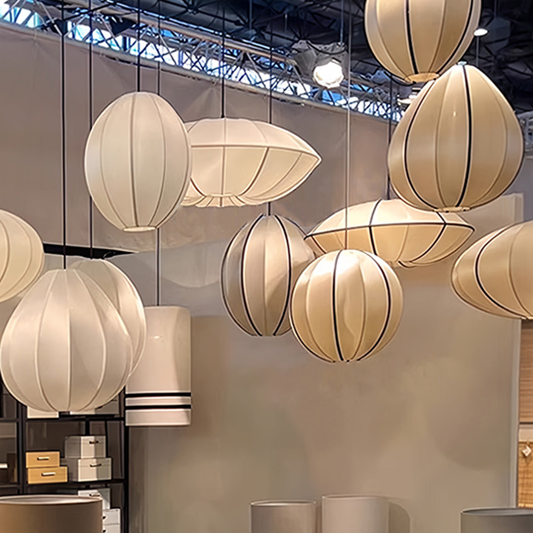 Fabric Shade Pendant Light Nordic Vintage Lantern Ceiling Light