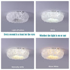 Round Feathers LED Nordic Ceiling Lights Flush Mount Lighting Chandelier