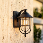 Nautical Wall Sconce Wrought Iron Glass Outdoor Light