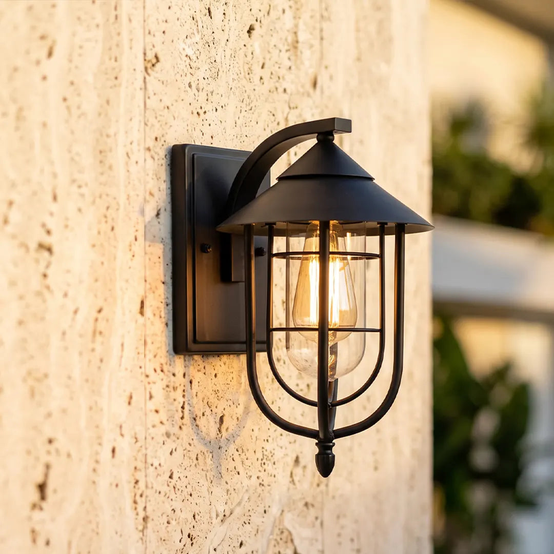 Nautical Wall Sconce Wrought Iron Glass Outdoor Light
