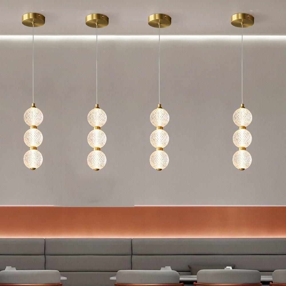 3 Globe Acrylic Copper Pendant Lights Geometrical Ceiling Lights