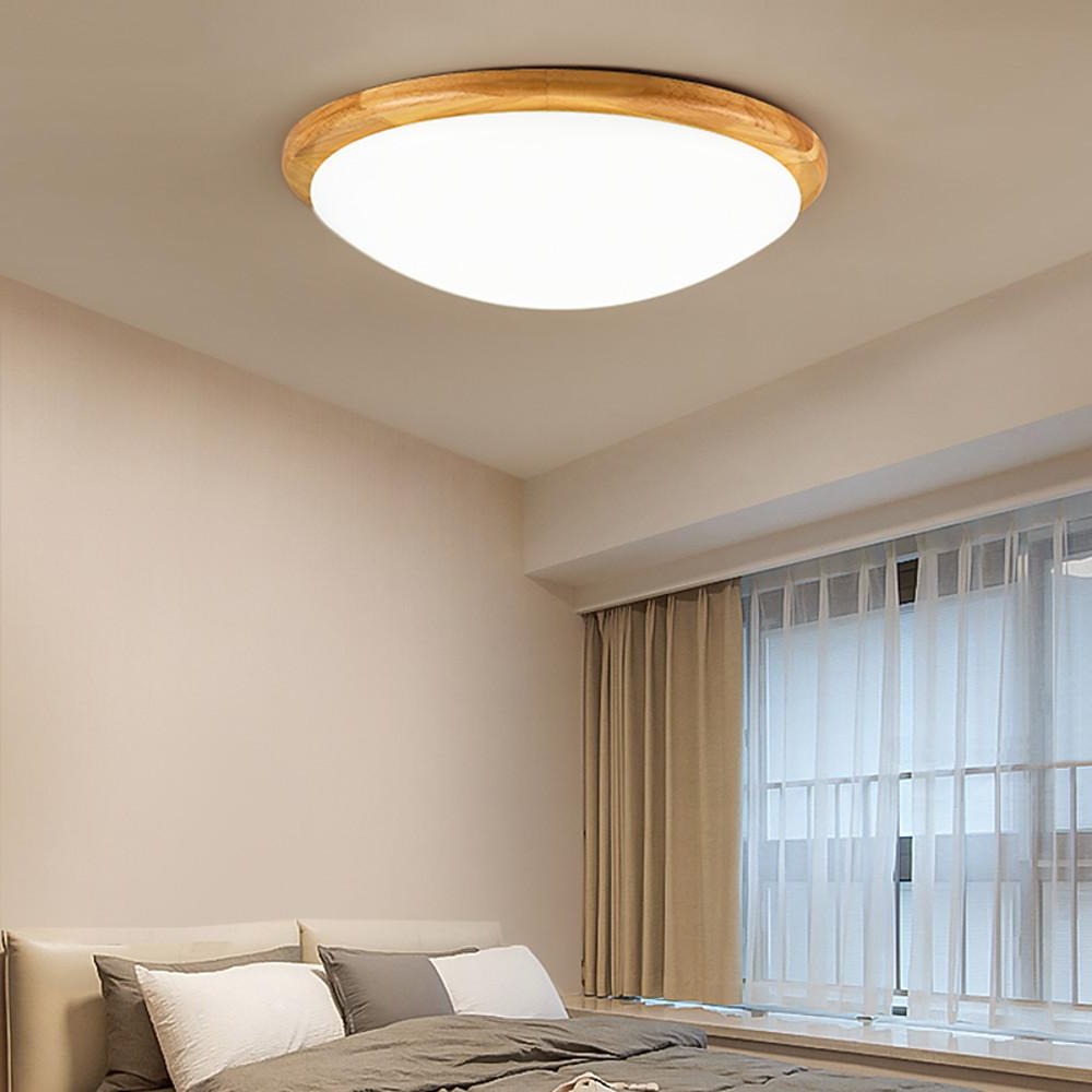 14'' LED Dimmable Wood Flush Mount Light Nordic LED Bedroom Ceiling Lights