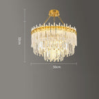 Nordic Style Round Gold Crystal Chandelier: 16” cord, Gold, Neutral Light