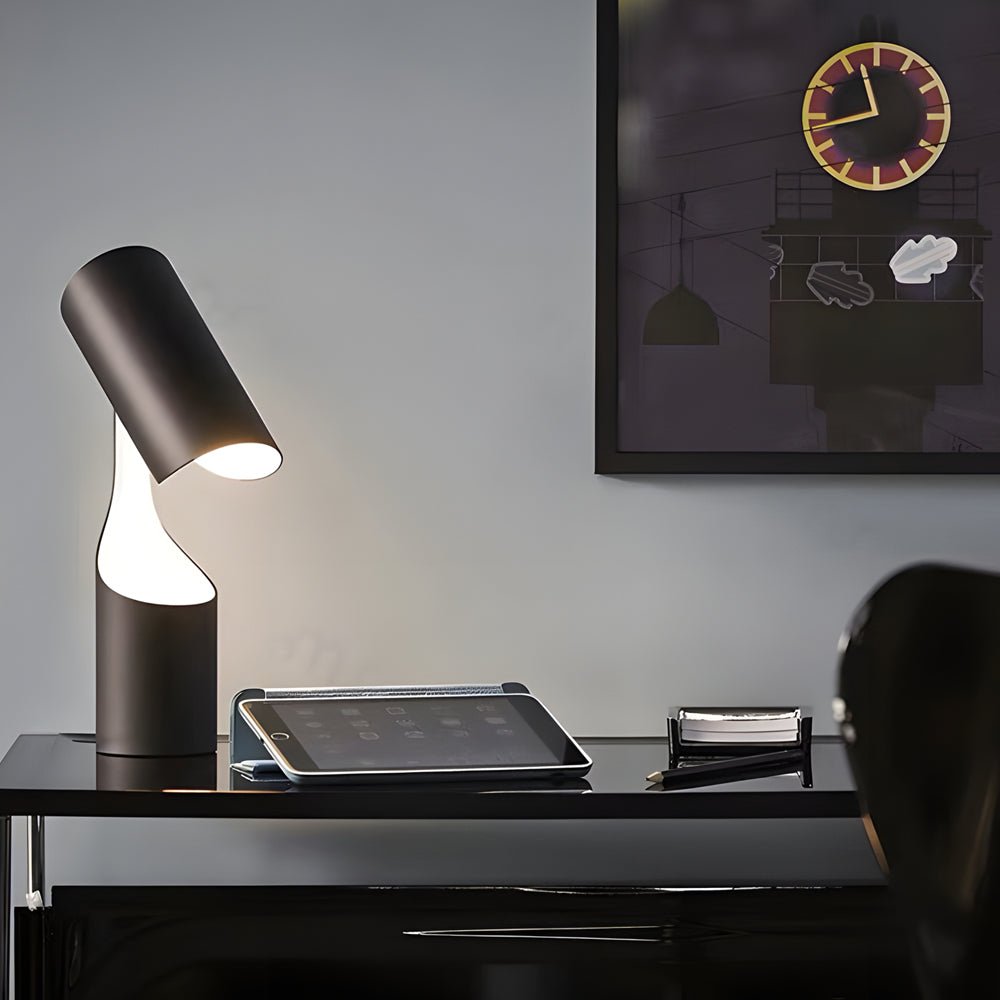 Nordic Black LED Desk Lamp with Adjustable Cylinder Design for Home Office