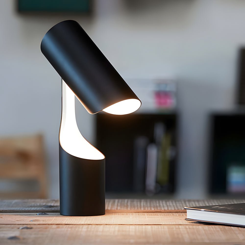Nordic Black LED Desk Lamp with Adjustable Cylinder Design for Home Office