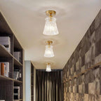 Lantern Modern Glass Copper Flush Mount Ceiling Lighting
