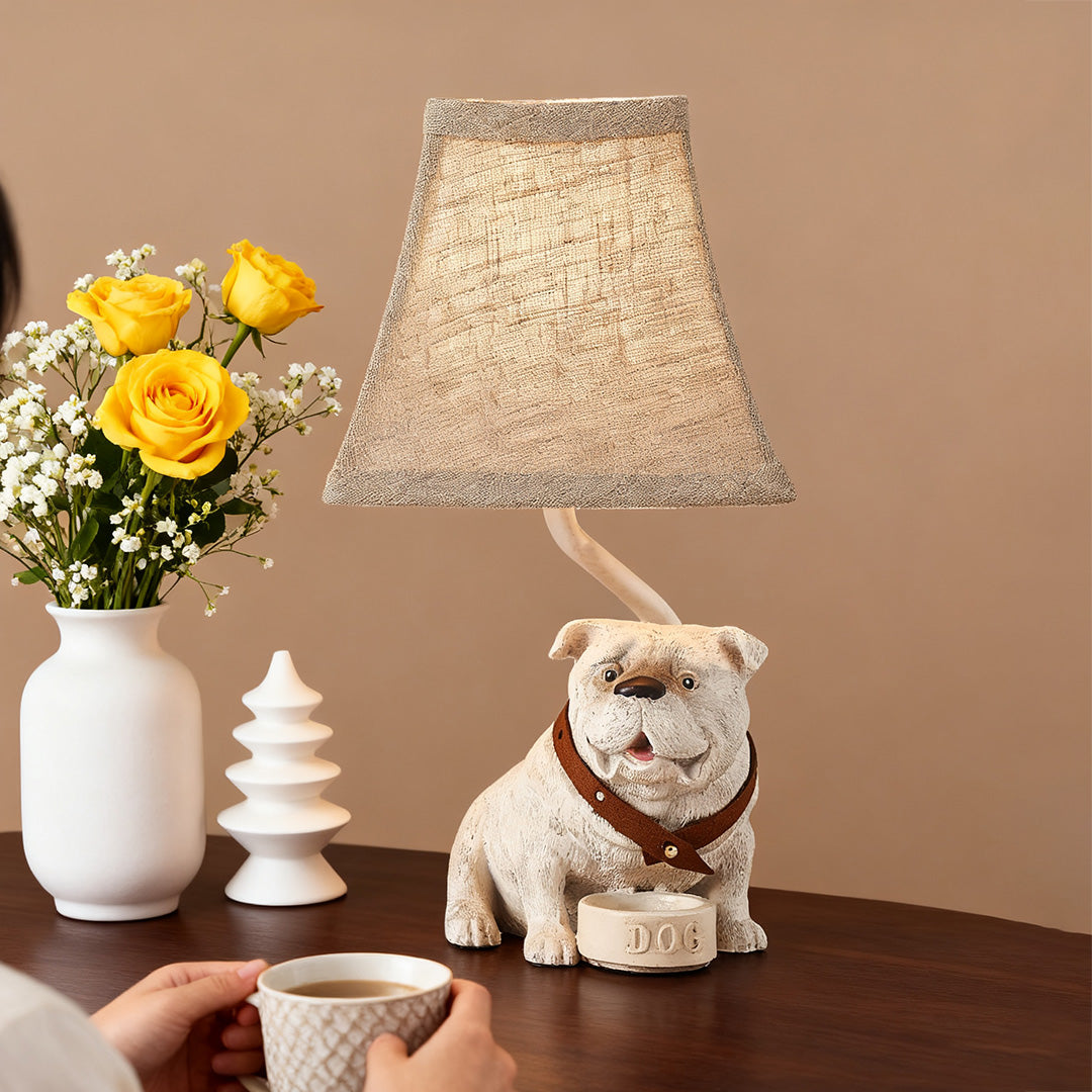 Dog Table Lamps Mid-Century Decorative Elegant White Resin Light
