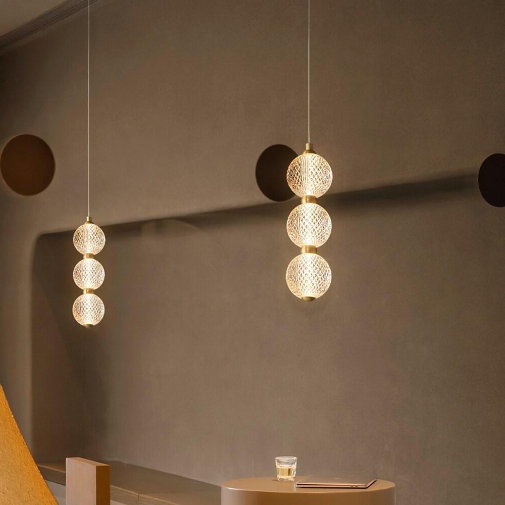 3 Globe Acrylic Copper Pendant Lights Geometrical Ceiling Lights