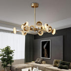 Modern Gold Sputnik Chandelier Copper Glass Island Ceiling Light