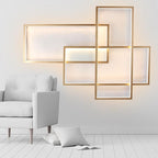 Overlapping Rectangles Aluminum Geometric Style Flush Mount Lighting LED Ceiling Light