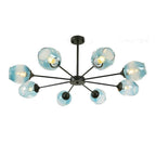 Blue Glass Sputnik Chandelier Metal See Glass Chandeliers with 8 LED Lights