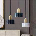 Minimalist Cylindrical Marble Pendant Light Copper LED Modern Hanging Lighting