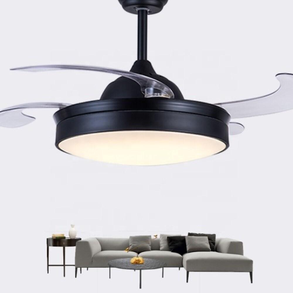 15/19-In Round Drum Shaped LED Nordic Retractable Ceiling Fan with Lights