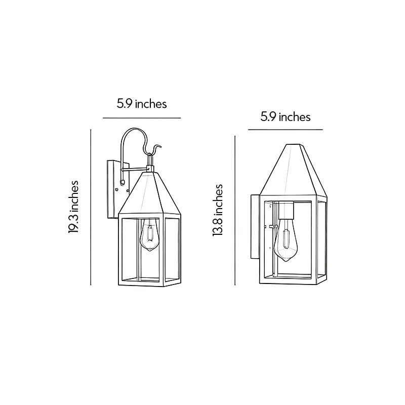 2 PCS Outdoor Black Sconce Vintage Style Wall Lantern