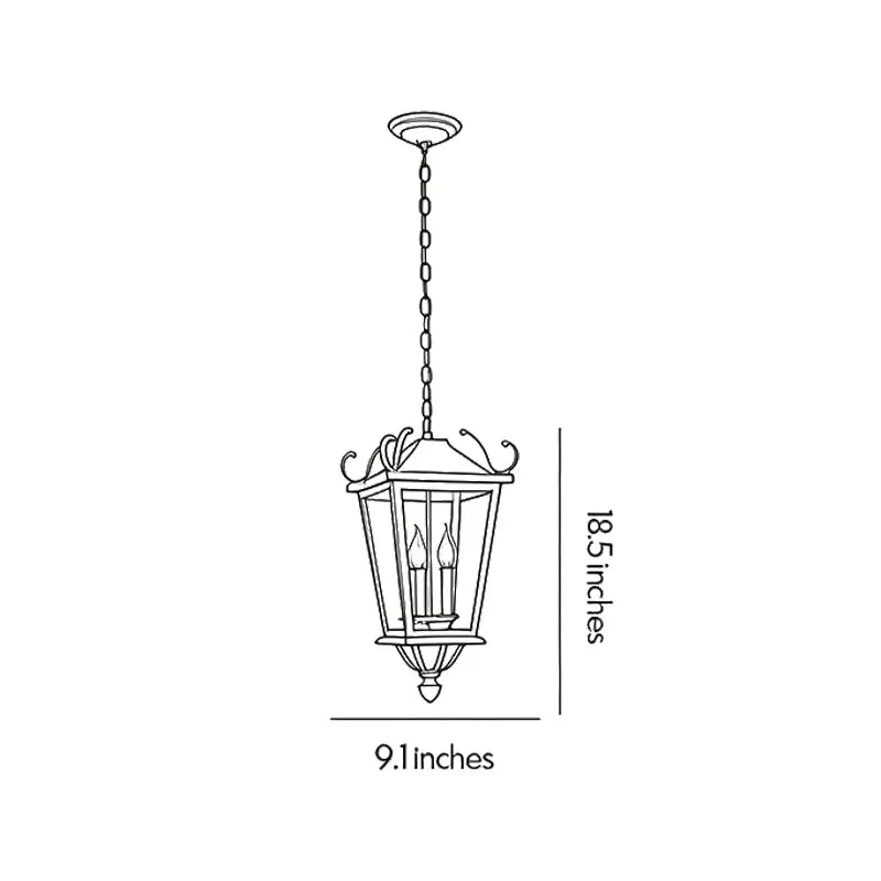 2 PCS Outdoor Ceiling Pendant Light European Vintage Hanging Lantern
