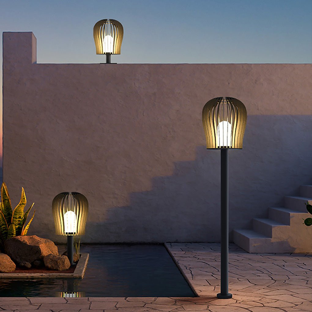 Sophisticated Waterproof LED Garden Post Lamp Cage Design Outdoor Lighting