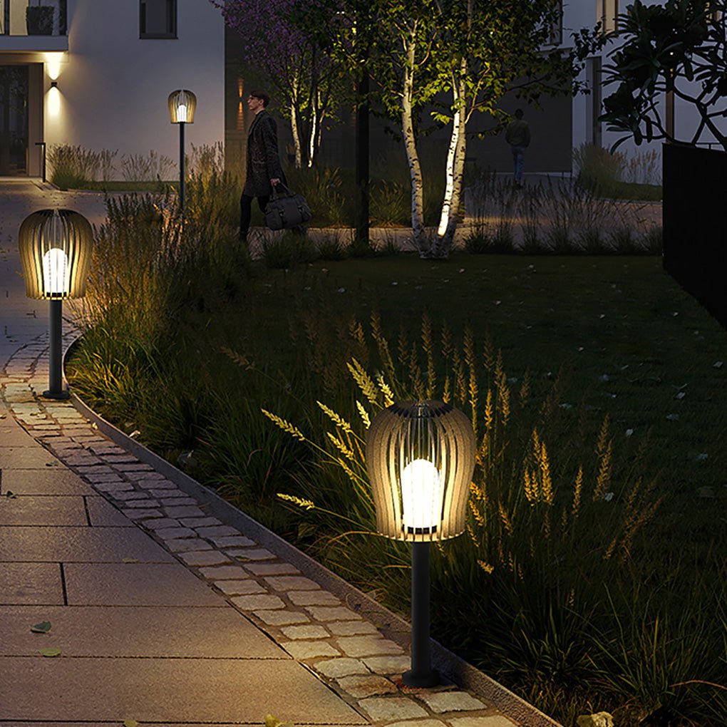 Sophisticated Waterproof LED Garden Post Lamp Cage Design Outdoor Lighting