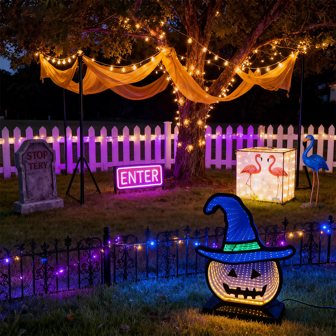 Halloween Pumpkin Lights with Witch Hat LED Acrylic Lamp
