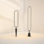 Sleek Black Oval Ring LED Solar Lights Modern Outdoor Minimalist Design