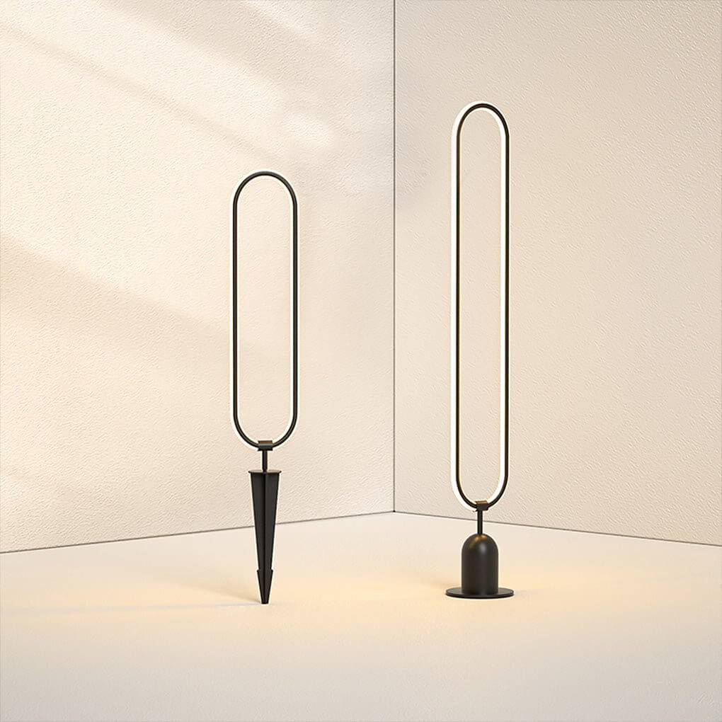 Sleek Black Oval Ring LED Solar Lights Modern Outdoor Minimalist Design