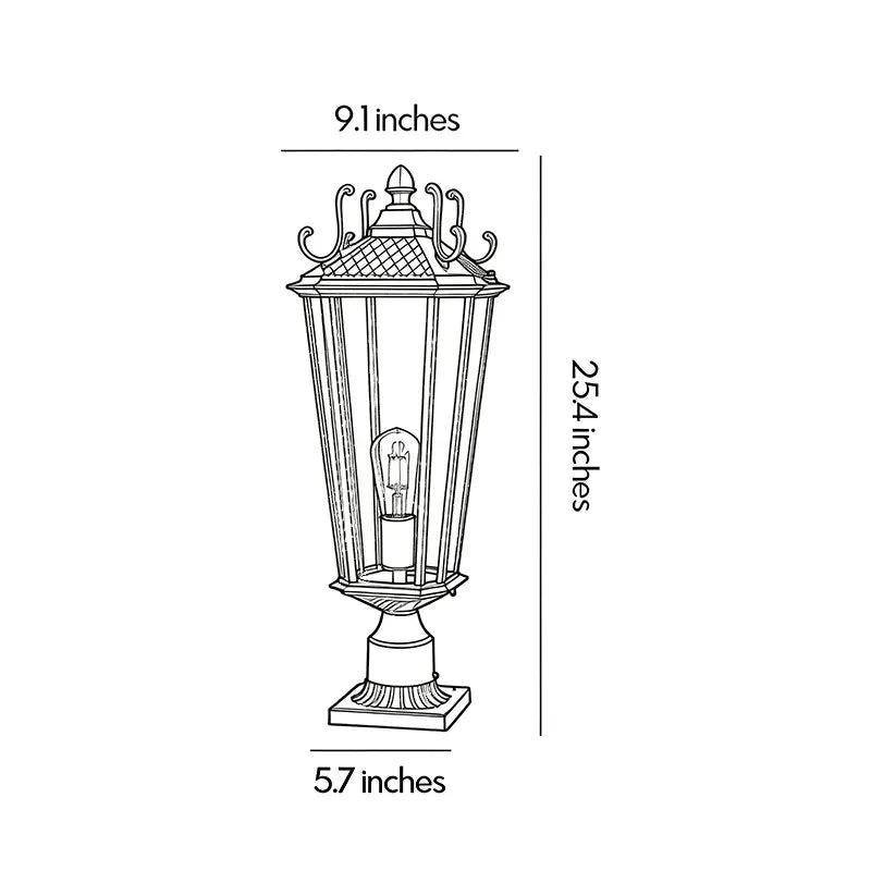 2 PCS Outdoor Pillar Light Fixtures European Vintage Light