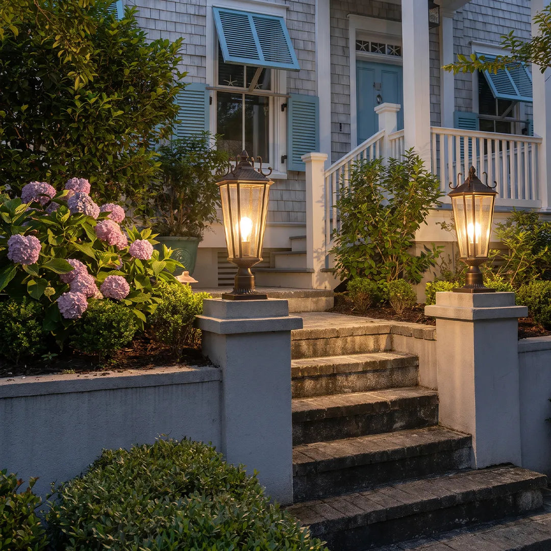 2 PCS Outdoor Pillar Light Fixtures European Vintage Light