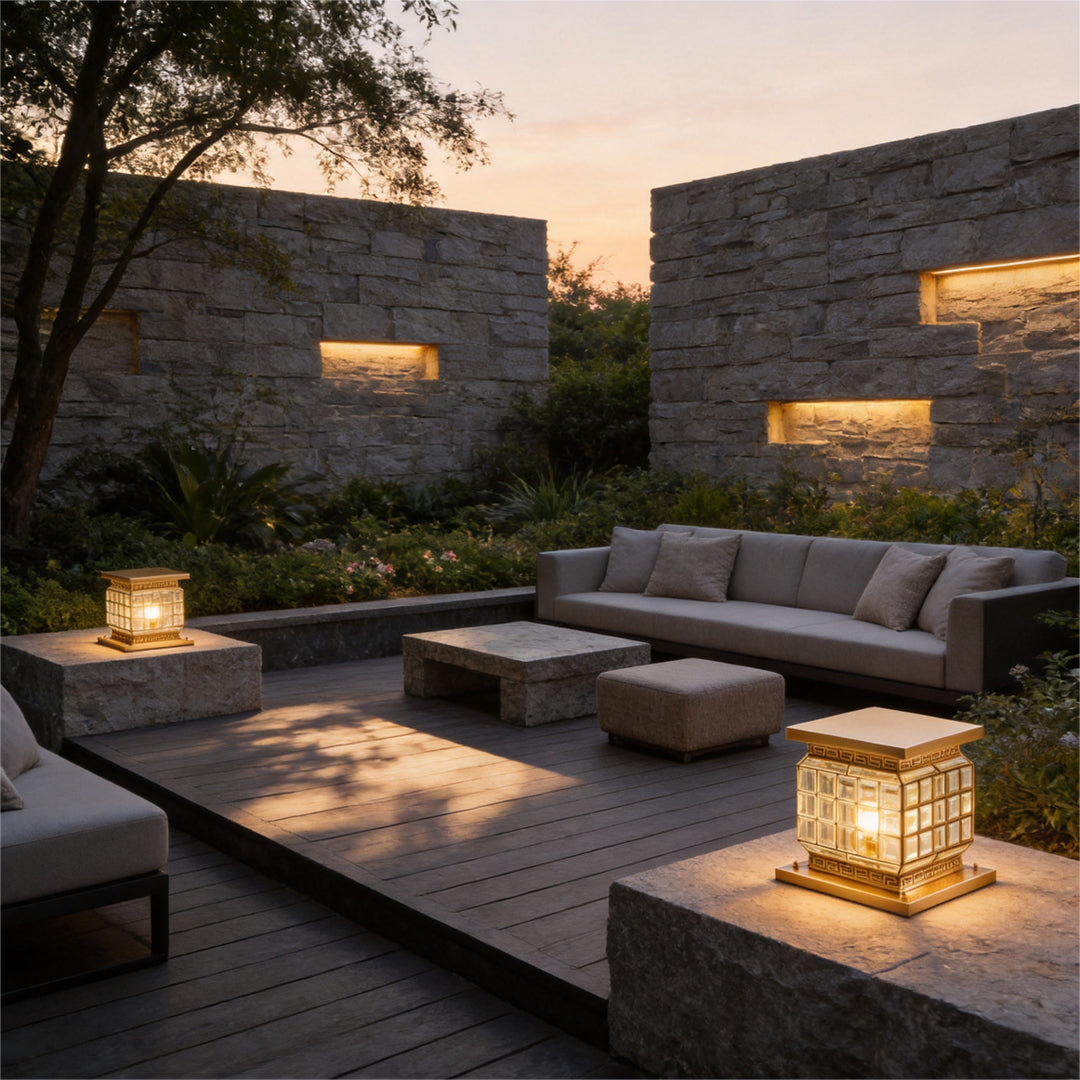 Outdoor Pillar Lights Solar Modern Decorate All-Copper Light