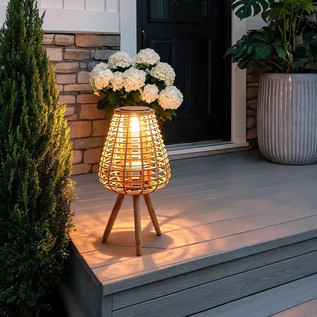 Outdoor Solar Floor Lamps Waterproof Woven Patio Lamps