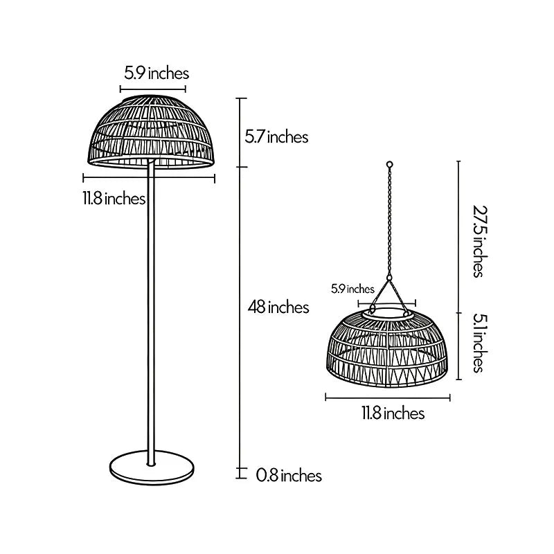 Outdoor Solar Pendant Light Modern Woven Floor Light