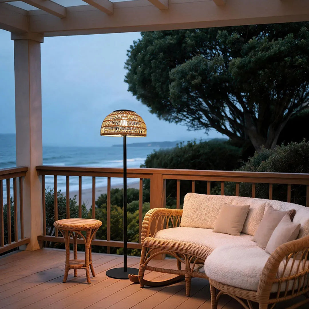 Outdoor Solar Pendant Light Modern Woven Floor Light