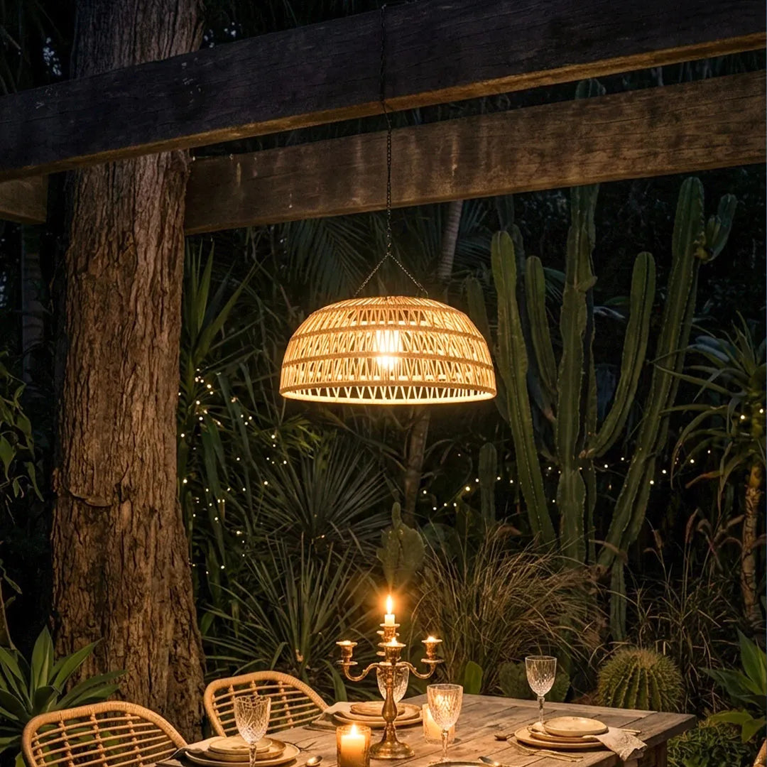 Outdoor Solar Pendant Light Modern Woven Floor Light