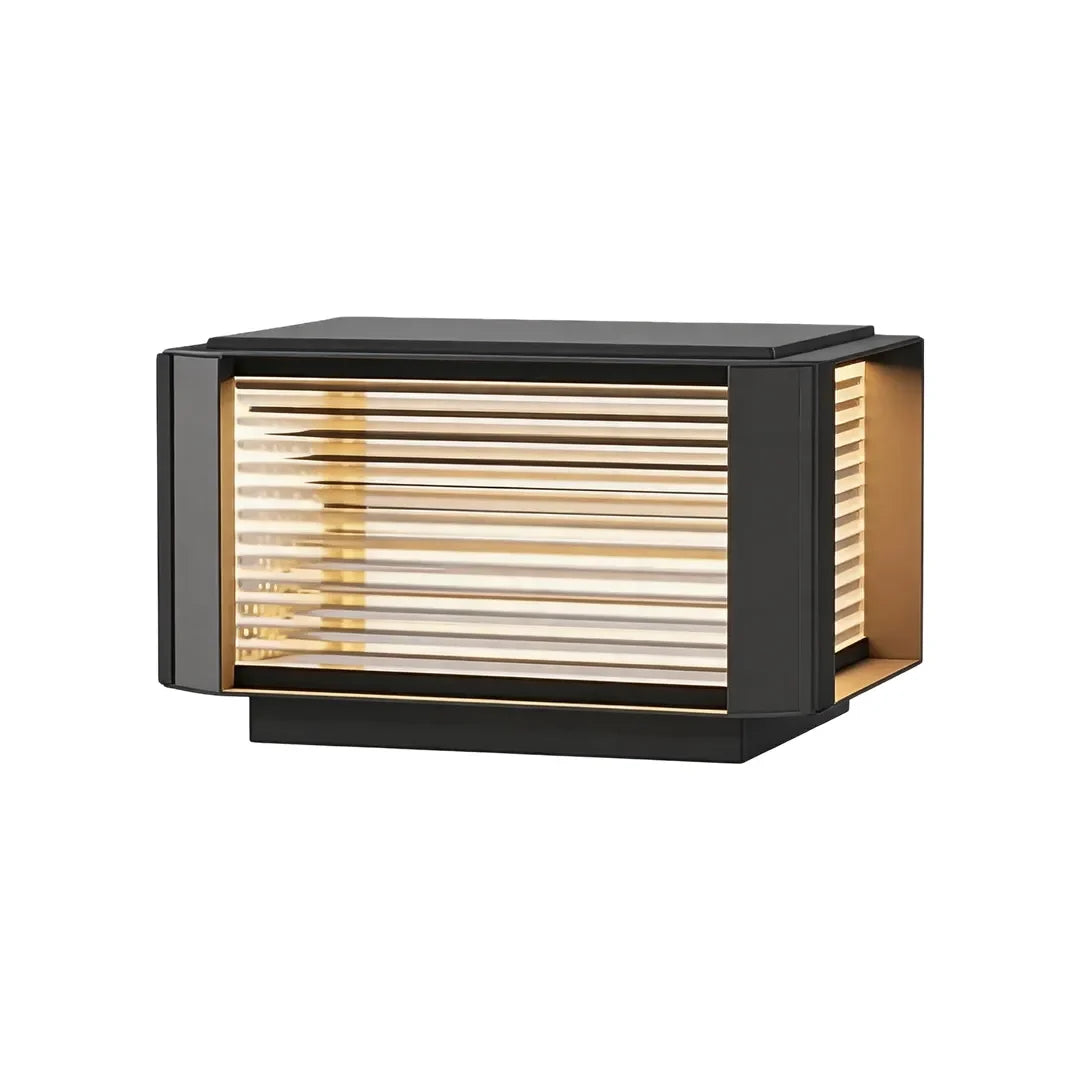 Modern Pillar Lights Layered Ribbed Glass Outdoor Light
