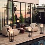 Outdoor Standing Light Lantern LED Metal Floor Lamp